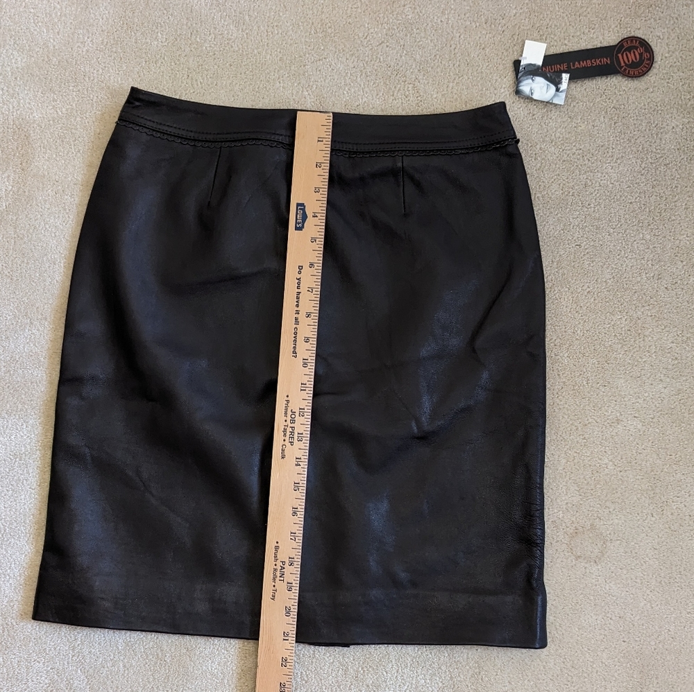 Vntg Jaclyn‎ Smith Brown Leather Pencil Midi Skirt, Fall/Winter Career Casual 10 - Picture 5 of 6